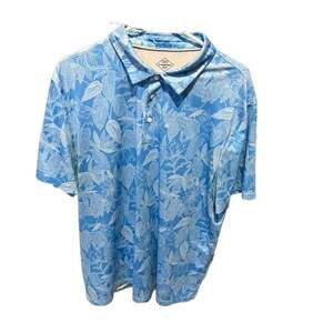 St. John's Bay Performance Men's Classic Fit Short Sleeve Polo Shirt Blue Floral